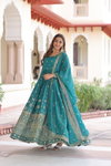KA 1216 Silver Crunchy Sequins Embroidered Work Gown With Dupatta Suppliers In India